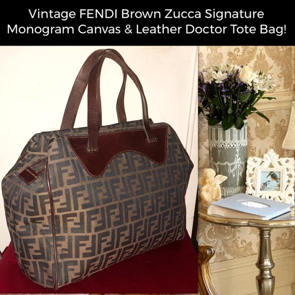Fendi Handbags - Vtg FENDI Zucca Monogram Canvas Doctor Tote Bag!
